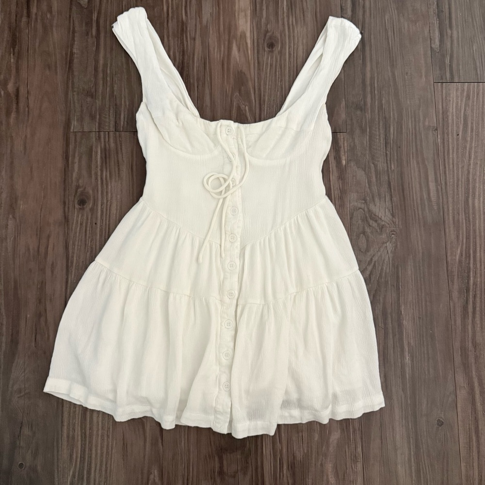 White Sleeveless Button-Down Dress